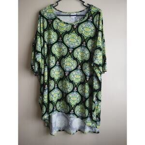 LULAROE Shirt Size 3XL Floral Womens Green Short Sleeve